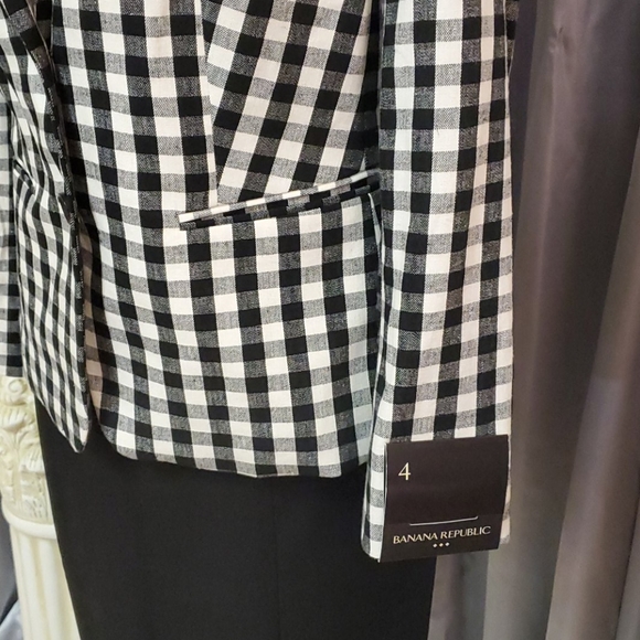 Women's BANANA REPUBLIC  BLAZER/BLACK-WHITE - Picture 7 of 7